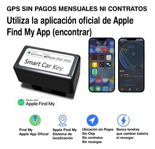 Localizador GPS OBD para Auto Compatible con Apple Buscar (Find My) – Sin Suscripción Mensual