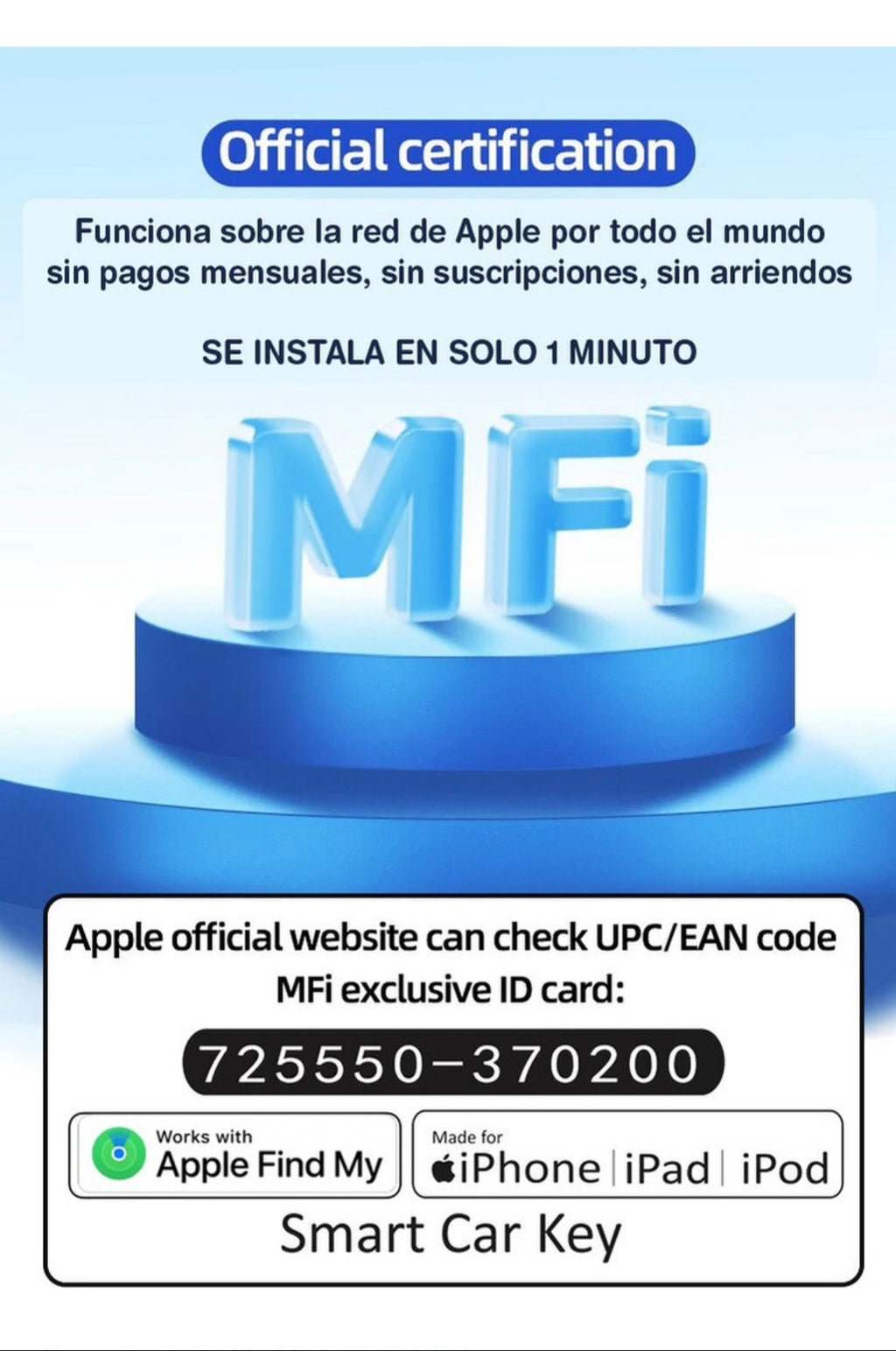 Localizador GPS OBD para Auto Compatible con Apple Buscar (Find My) – Sin Suscripción Mensual